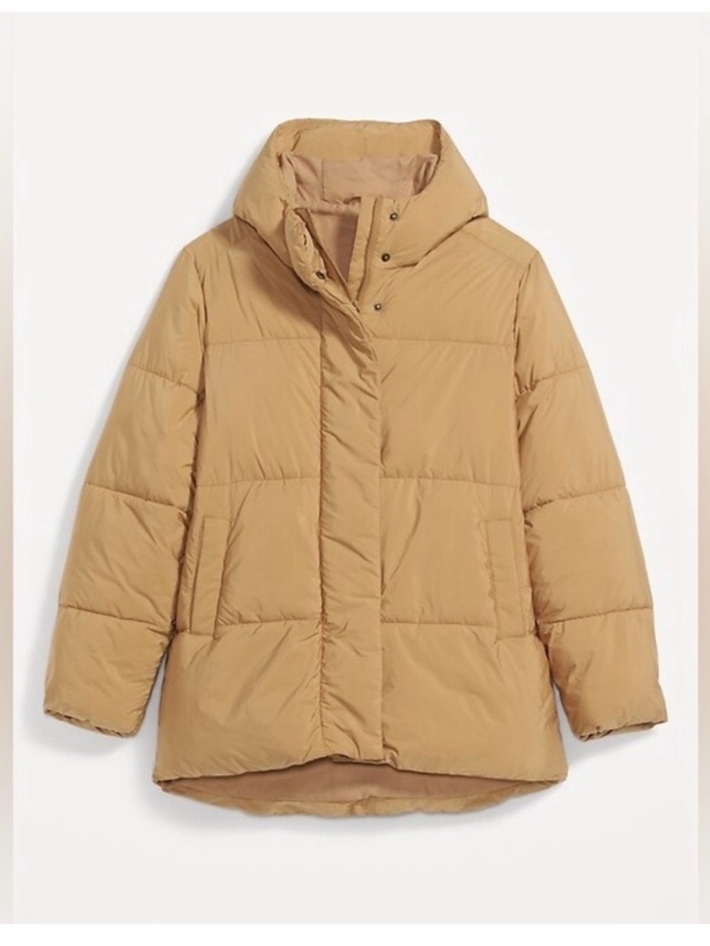 Old Navy Camel Quilted Puffer Jacket with Hood